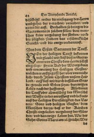 Von dem Ersten Sacrament der Tauff.