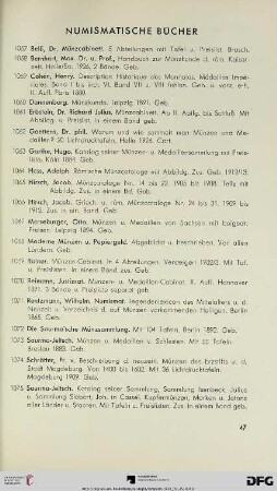 Numismatische Bücher (Nr. 1057-1083)