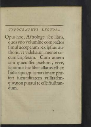 Typographus lectori.