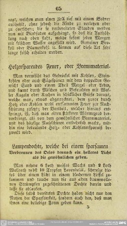 Holzersparendes Feuer, oder Brennmaterial