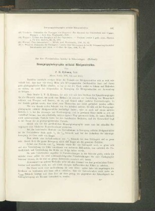 Bewegungsphotographie mittelst Röntgenstrahlen.
