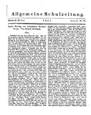 Kleine Beiträge zur Lateinischen Wortforschung