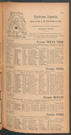 Hipódromo Argentino - Reunión del 3 de Diciembre de 1905