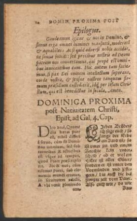 Dominica Proxima post Nativitatem Christi ...