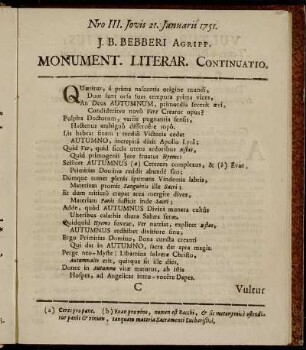 Nro III. Jovis 21. Januarii 1751.