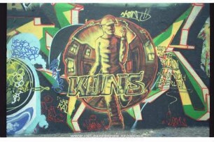 KONS | KoNs | on the RUN | MUNICH - BERLIN | "2001" | "LiENA" {HERZ} | 4:SAKE CASP CHSD YASER unleserlich