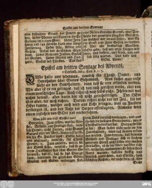 Epistel am dritten Sontage des Advents, 1 Corinth. am 4. Cap. v. 1:5.