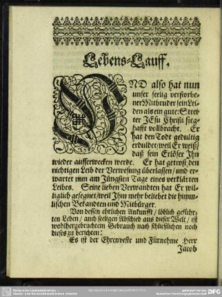 Lebenslauf : Lebens-Lauff