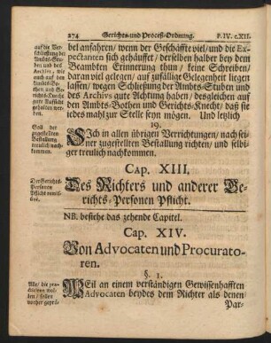 Cap. XIV. Von Advocaten und Procuratoren