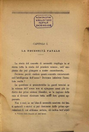 Della necessità nel fatto naturale ed umano : Studio filosofico, 1