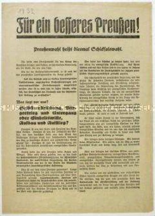 Aufruf des Christlich-Sozialen Volksdienstes zur preußischen Landtagswahl 1932