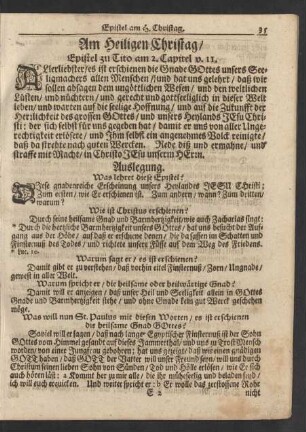Am Heiligen Christag / Epistel zu Tito am 2. Capitel v. 11.