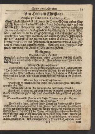 Am Heiligen Christag / Epistel zu Tito am 2. Capitel v. 11.