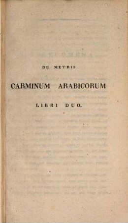 De metris Carminum Arabicorum