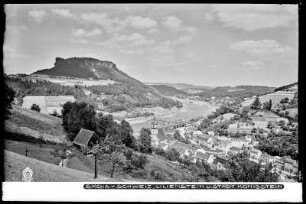 Blick auf Stadt Königstein an der Elbe mit Lilienstein