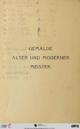 Gemälde Alter und Moderner Meister (Nr. 1-166)