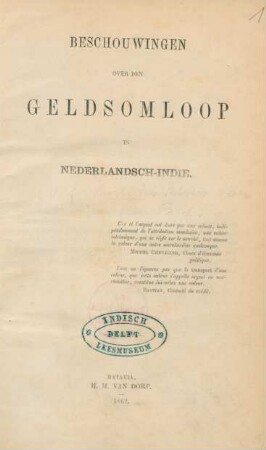 Beschouwingen over den geldsomloop in Nederlandsch-Indie
