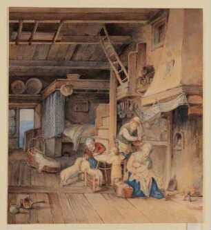 Bäuerliches Interieur [nach Adriaen van Ostade "Die Familie" von 1647]