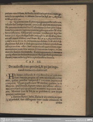 Caput III. De causa efficiente proxima, & qui jus imperandi tormenta obtineant