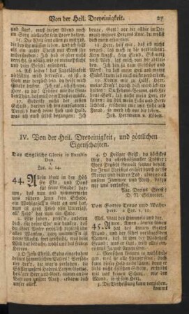 IV. Von der Heil. Dreyeinigkeit, und göttlichen Eigenschaften.