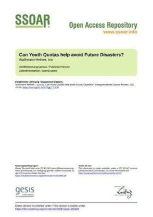 Can Youth Quotas help avoid Future Disasters?