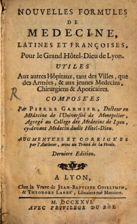 Nouvelles formules de medecine
