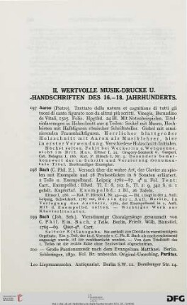 II. Wertvolle Musik-Drucke und Handschriften des 16.-18. Jahrhunderts (Nr. 197-244)