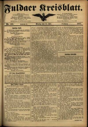 Ausgabe vom Montag, den 15. Juli 1907.