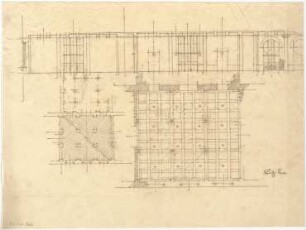 Döllgast, Hans; München; Bayerische Staatsbibliothek - Schnitt; Grundrisse; Untersichten