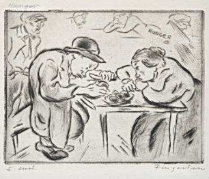 Hunger. Blatt 5 F aus der Mappe "Aus den Spelunken Berlins"
