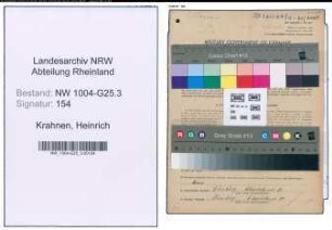 Entnazifizierung Heinrich Krahnen , geb. 25.08.1872 (Kaufmann)