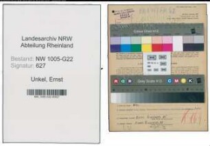 Entnazifizierung Ernst Unkel , geb. 17.05.1899 (Milchhaendler)