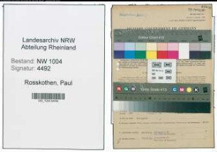 Entnazifizierung Paul Rosskothen , geb. 18.05.1895 (Zollbetriebsassistent)