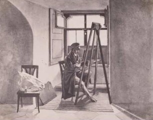 Bildnis des Malers und Radierers Johann Adam Klein (1792-1875) im Atelier vor der Staffel