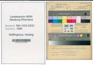 Entnazifizierung Hedwig Refflinghaus , geb. 01.05.1917 (Sekretaerin)