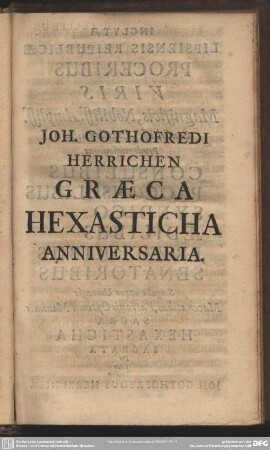 Graeca Hexasticha Anniversaria
