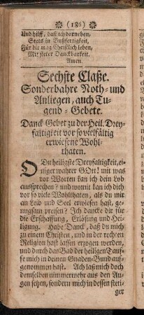 Sechste Claße. Sonderbahre Noth- und Anliegen, auch Tugend-Gebete