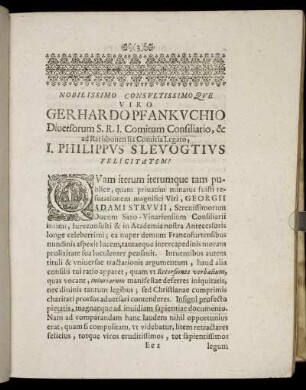 Nobilissimo Consultissimque Viro Gerhardo Pfankuchio [...]