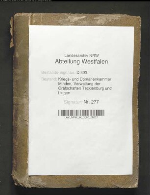 Revision der Prästationsregister von der Grafschaft Lingen