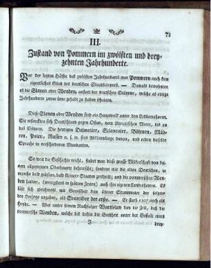 III. Zustand von Pommern im zwölften und dreyzehnten Jahrhunderte.