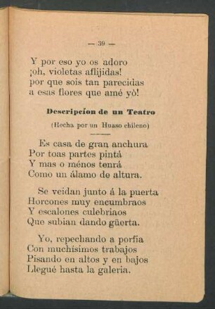 Descripción por un teatro (Hecha por un Huaso chileno)