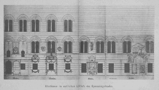 Alterthümer im östlichen Lichthofe des Gymnasialgebäudes.