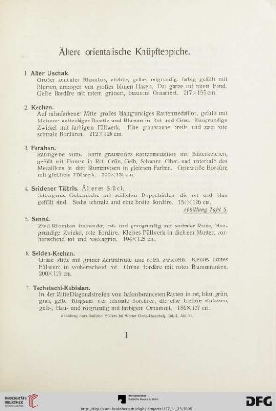 Ältere orientalische Knüpfteppiche (Nr. 1-46)