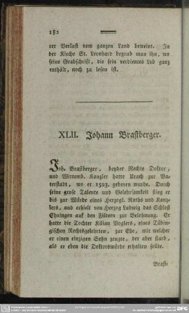 XLII. Johann Brastberger