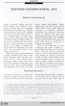 13: Textiles conservation, 2001