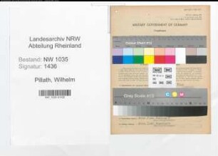 Entnazifizierung Wilhelm Pillath , geb. 26.07.1919 (Grubensteiger)