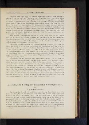 Ein Beitrag zur Messugn des mechanischen Wärmeäquivalentes.