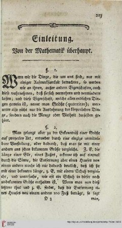 Einleitung. Von der Mathematik ueberhaupt