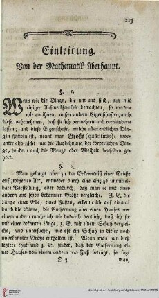 Einleitung. Von der Mathematik ueberhaupt