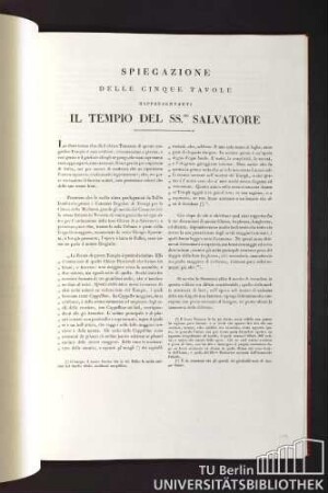 Spiegazione delle cinque tavole rappresentanti Il templo del SS.Mo Salvatore